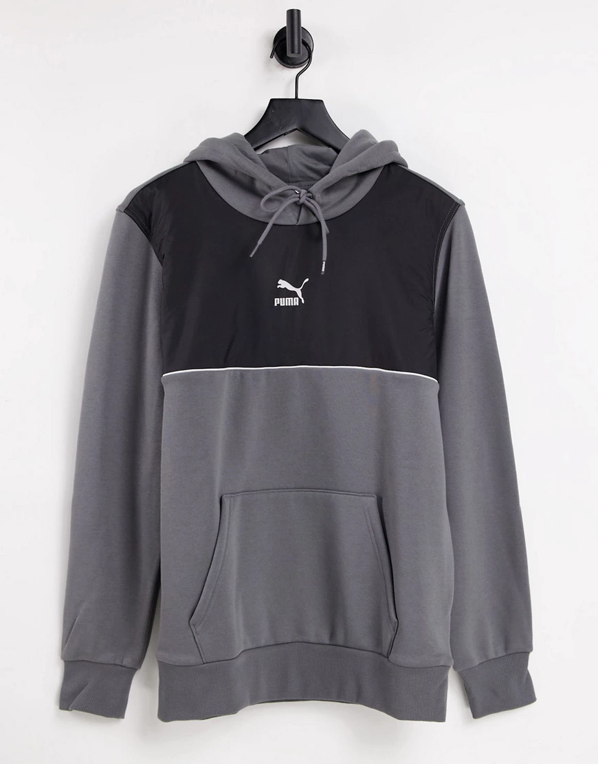 Puma – CLSX – Kapuzenpullover in Grau und Schwarz günstig online kaufen