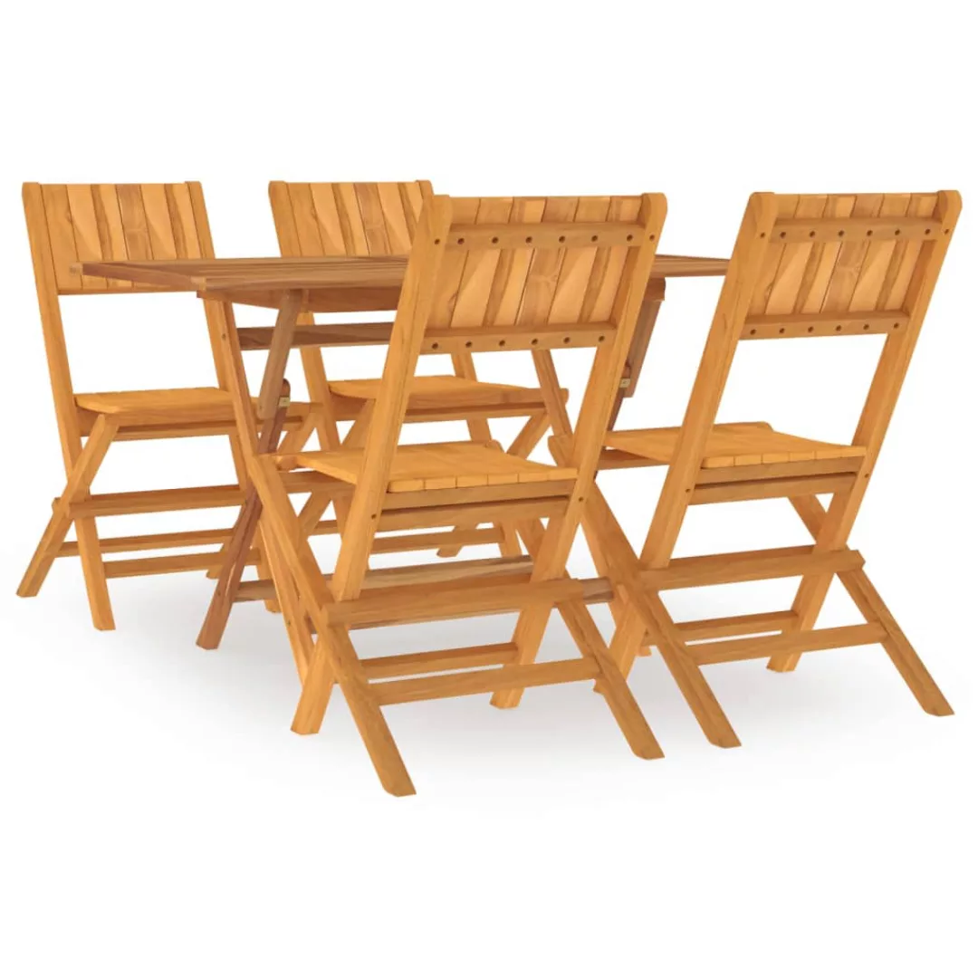 Vidaxl 5-tlg. Garten-essgruppe Massivholz Teak günstig online kaufen