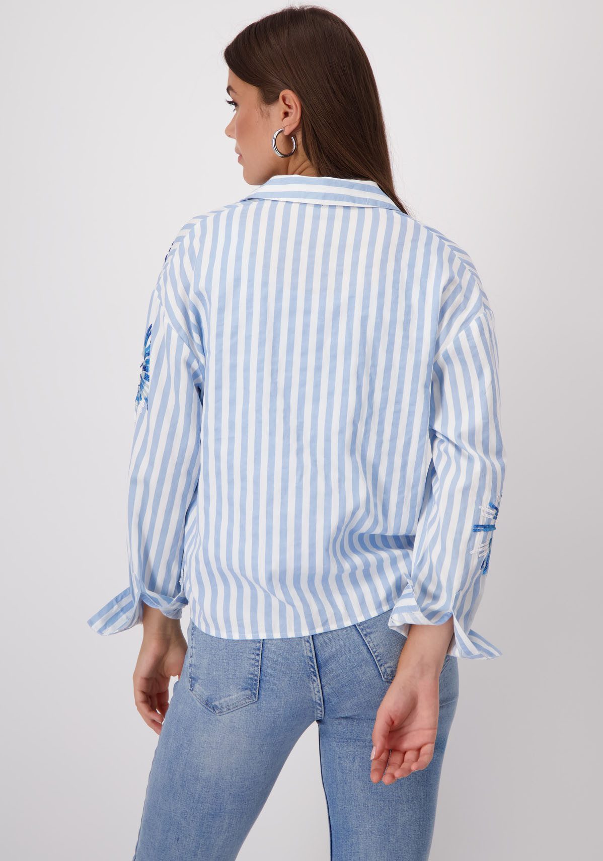 Monari Hemdbluse mit Streifen und Blumenstickerei günstig online kaufen
