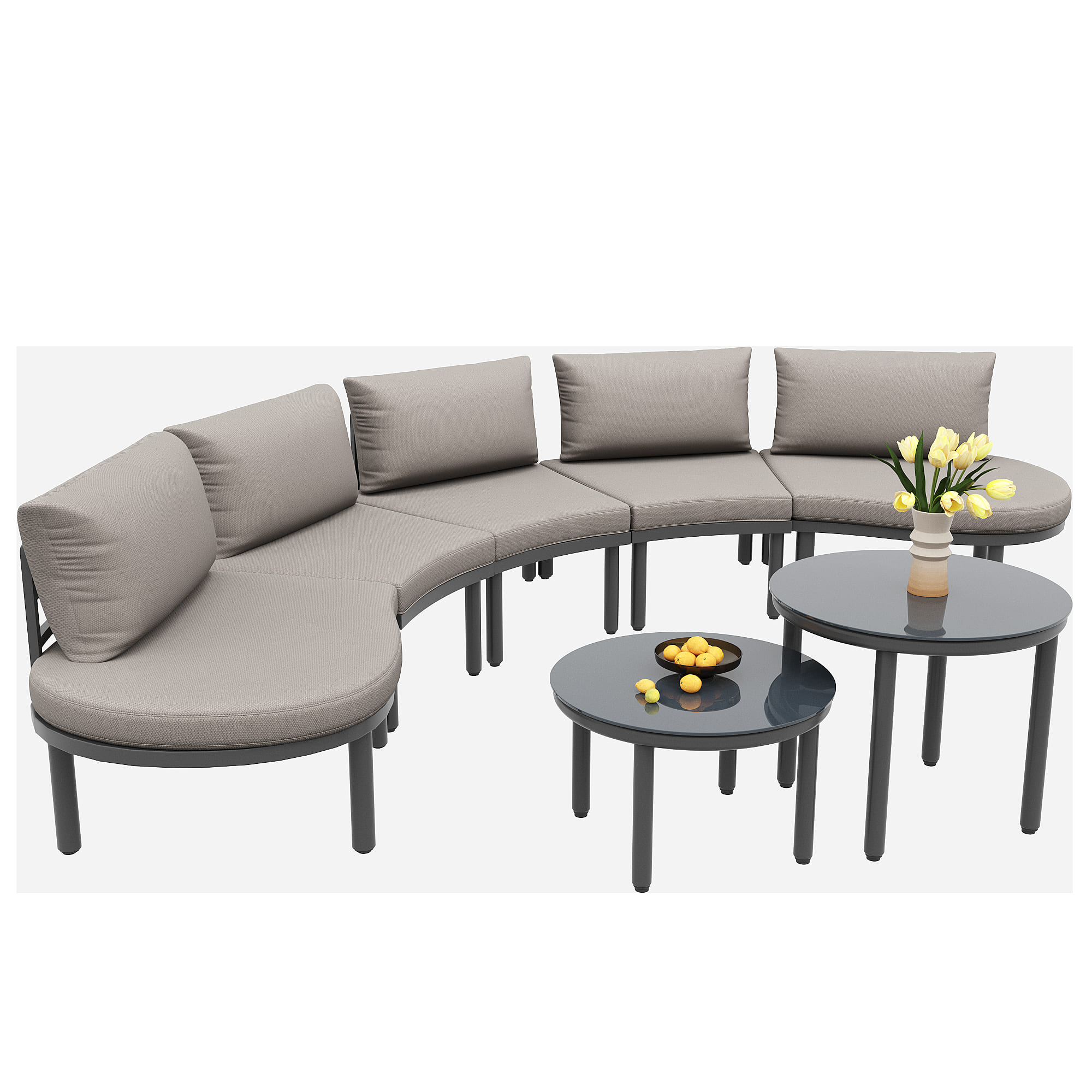 Gartenmöbel Set 5-sitzer mit Glasplatte, bequeme Sitzpolster und Kissen, Ve günstig online kaufen