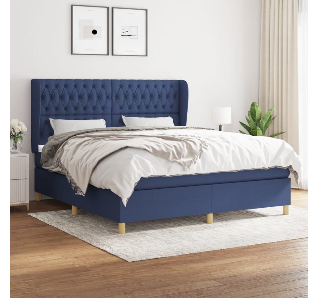 vidaXL Boxspringbett Boxspringbett mit Matratze Blau 180x200 cm Stoff Bett günstig online kaufen