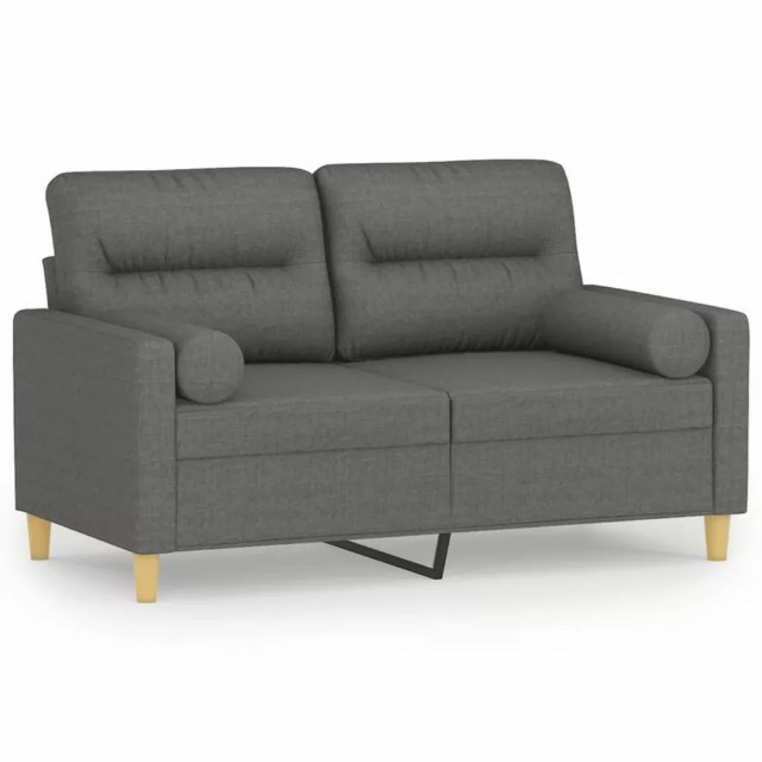 vidaXL Sofa 2-Sitzer-Sofa mit Zierkissen Dunkelgrau 120 cm Stoff günstig online kaufen