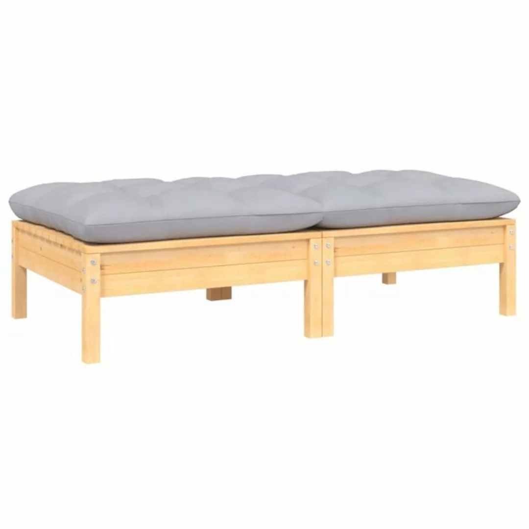 2-sitzer-gartensofa Mit Grauen Kissen Massivholz Kiefer günstig online kaufen