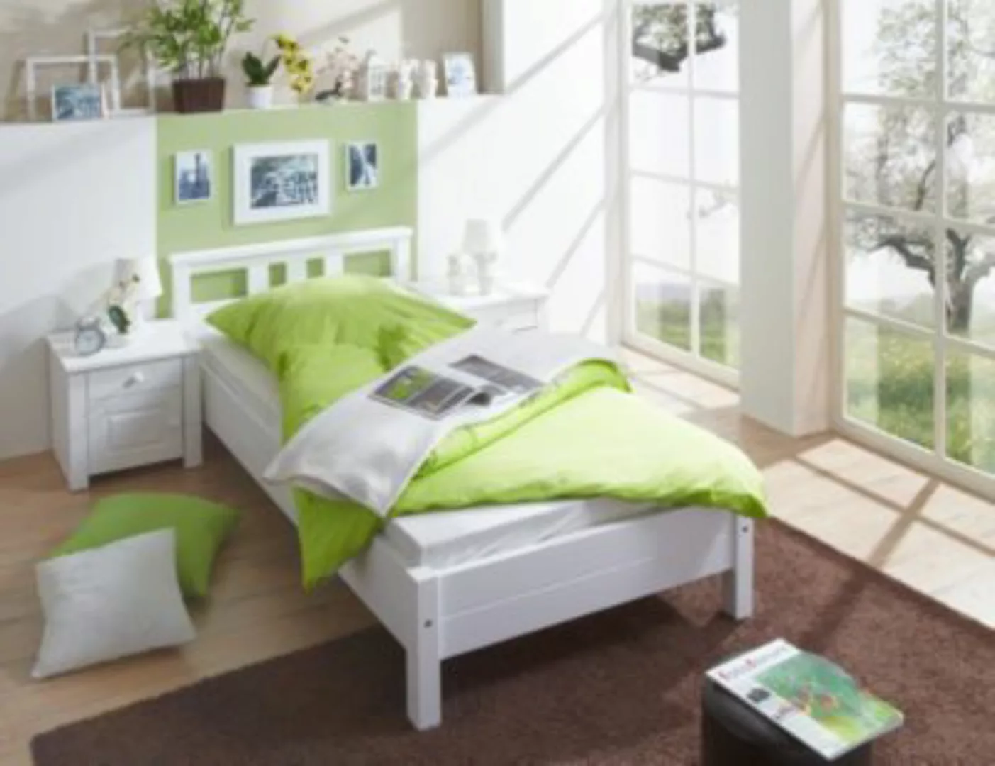 TICAA Einzelbett und Doppelbett Merci Kiefer Weiß 90 x 200 cm weiß günstig online kaufen