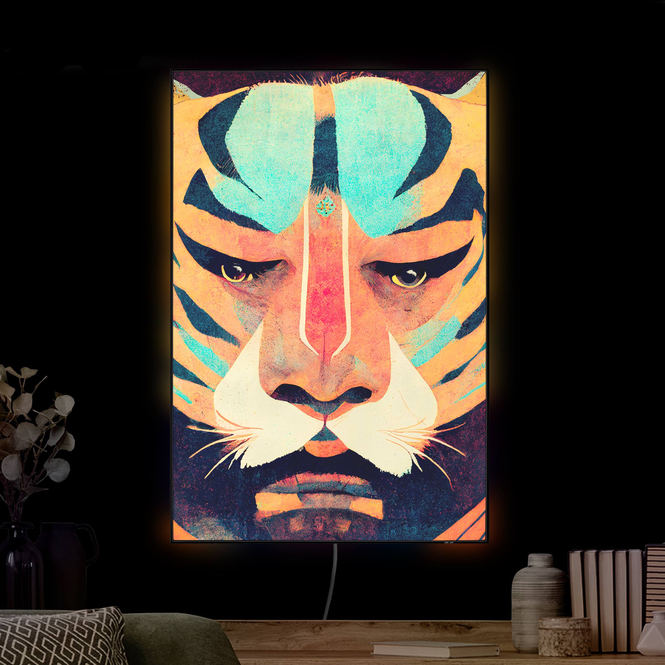 LED-Wechselbild Bunte Tiger Illustration günstig online kaufen