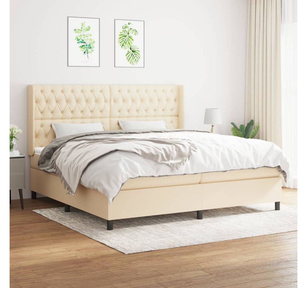 vidaXL Boxspringbett Boxspringbett mit Matratze Creme 200x200 cm Stoff Bett günstig online kaufen