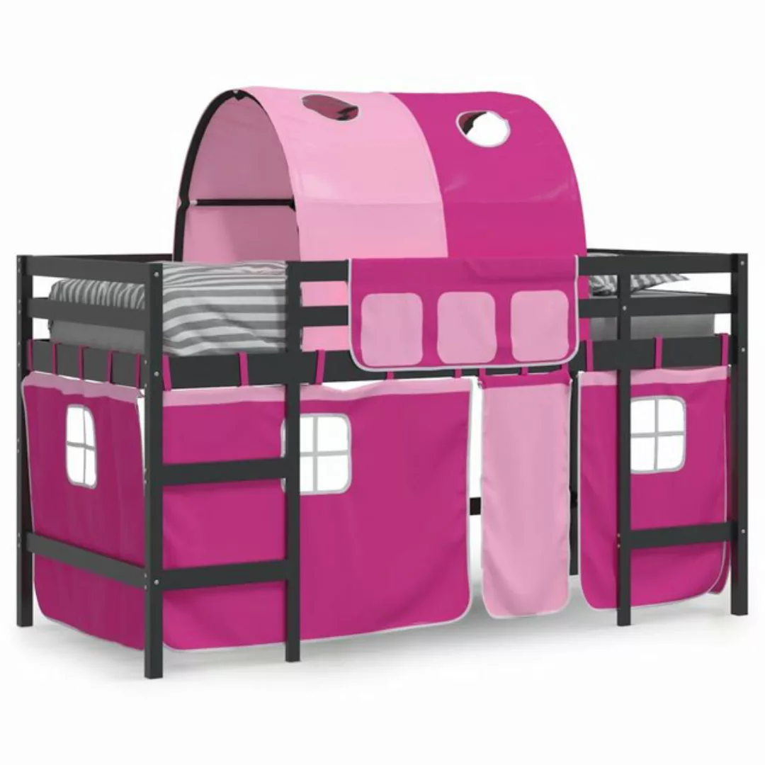 vidaXL Bett Kinderhochbett mit Tunnel Rosa 80x200 cm Massivholz Kiefer günstig online kaufen