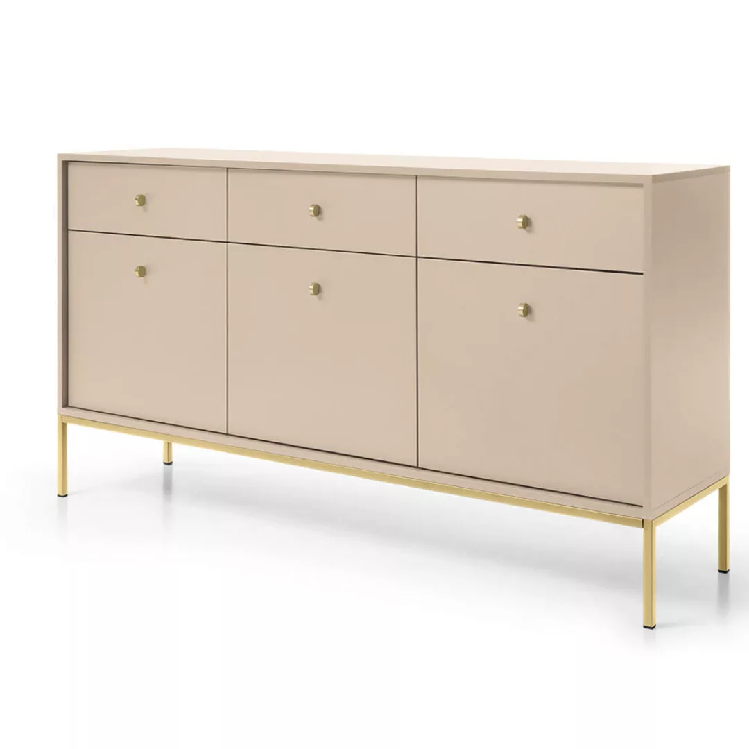Sideboard 154cm in beige, Fußgestell goldfarben, MALAGA-160 günstig online kaufen