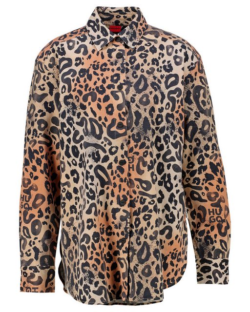 HUGO Hemdbluse Damen Hemdbluse mit Leoparden Print Oversized Fit (1-tlg) günstig online kaufen