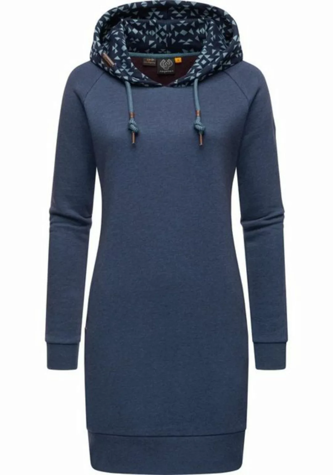 Ragwear Sweatkleid "Bessi", Langärmliges Baumwoll Kleid mit Printmuster-Kap günstig online kaufen
