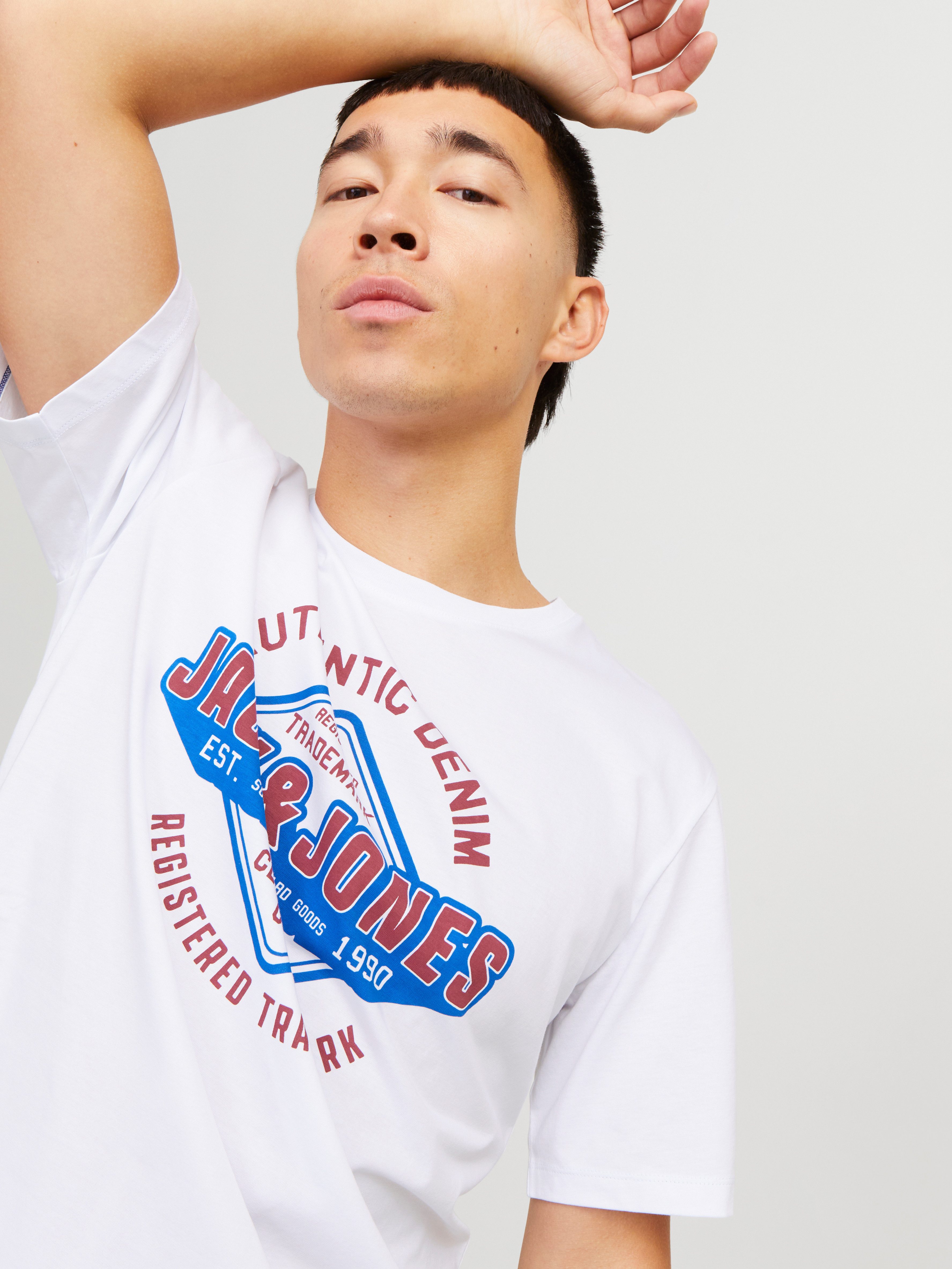 Jack & Jones Rundhalsshirt "JJELOGO TEE SS O-NECK 2 COL SS25 SN", mit Logo günstig online kaufen