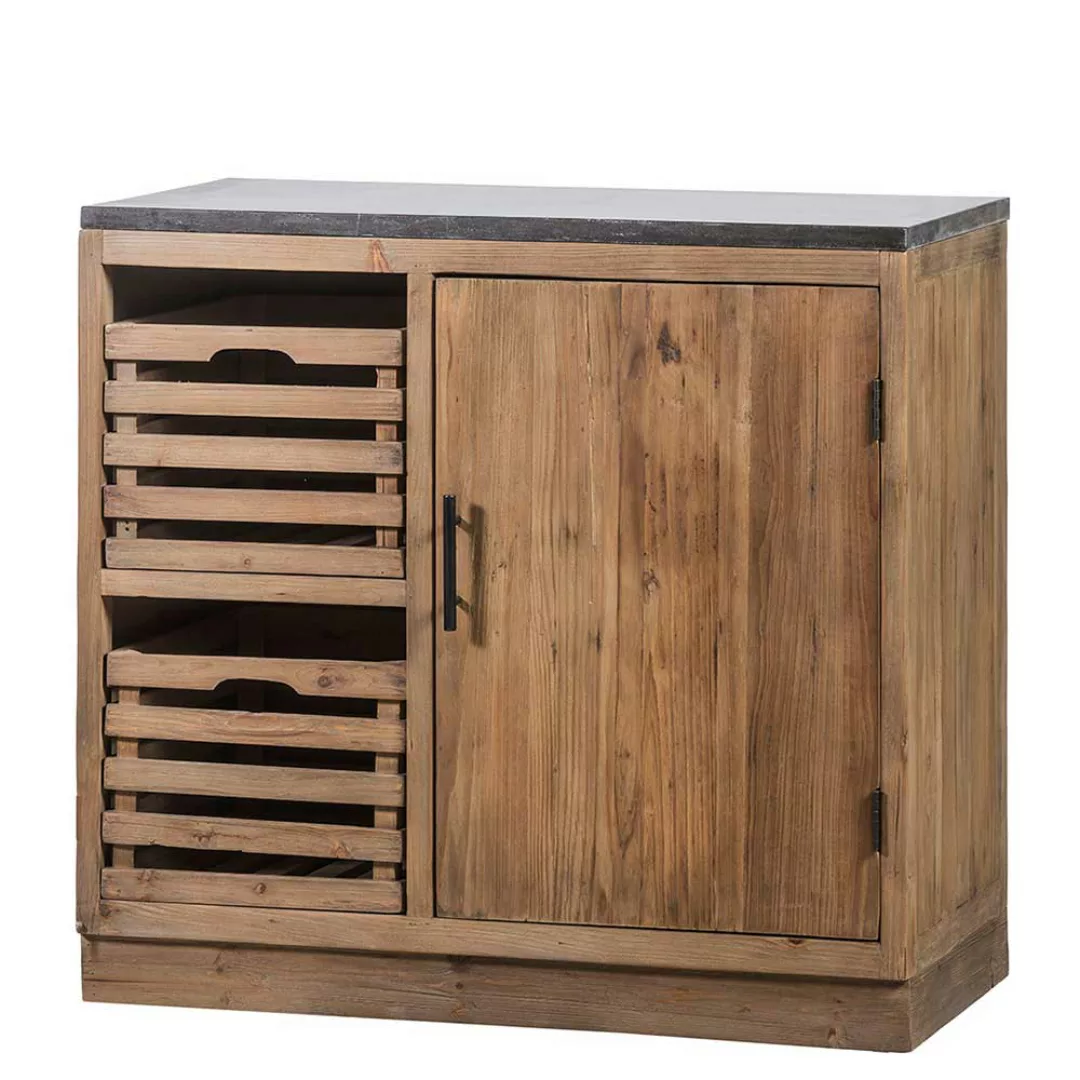 Massiver Küchenschrank mit zwei Holzkörben Vintage Look günstig online kaufen