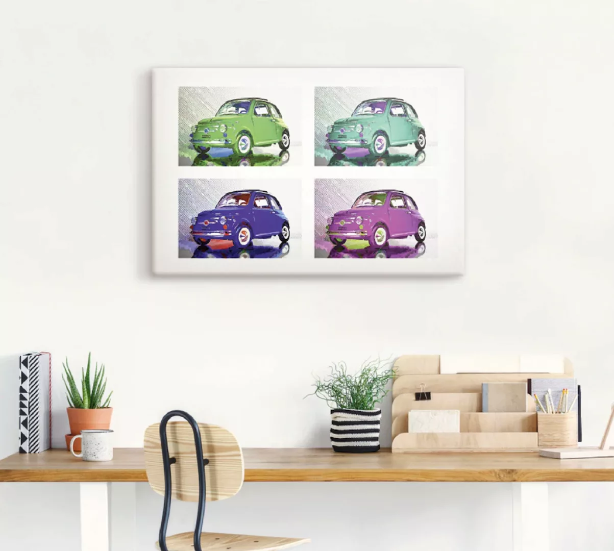 Artland Leinwandbild "POP ART Der kleine italienische Freund", Auto, (1 St. günstig online kaufen