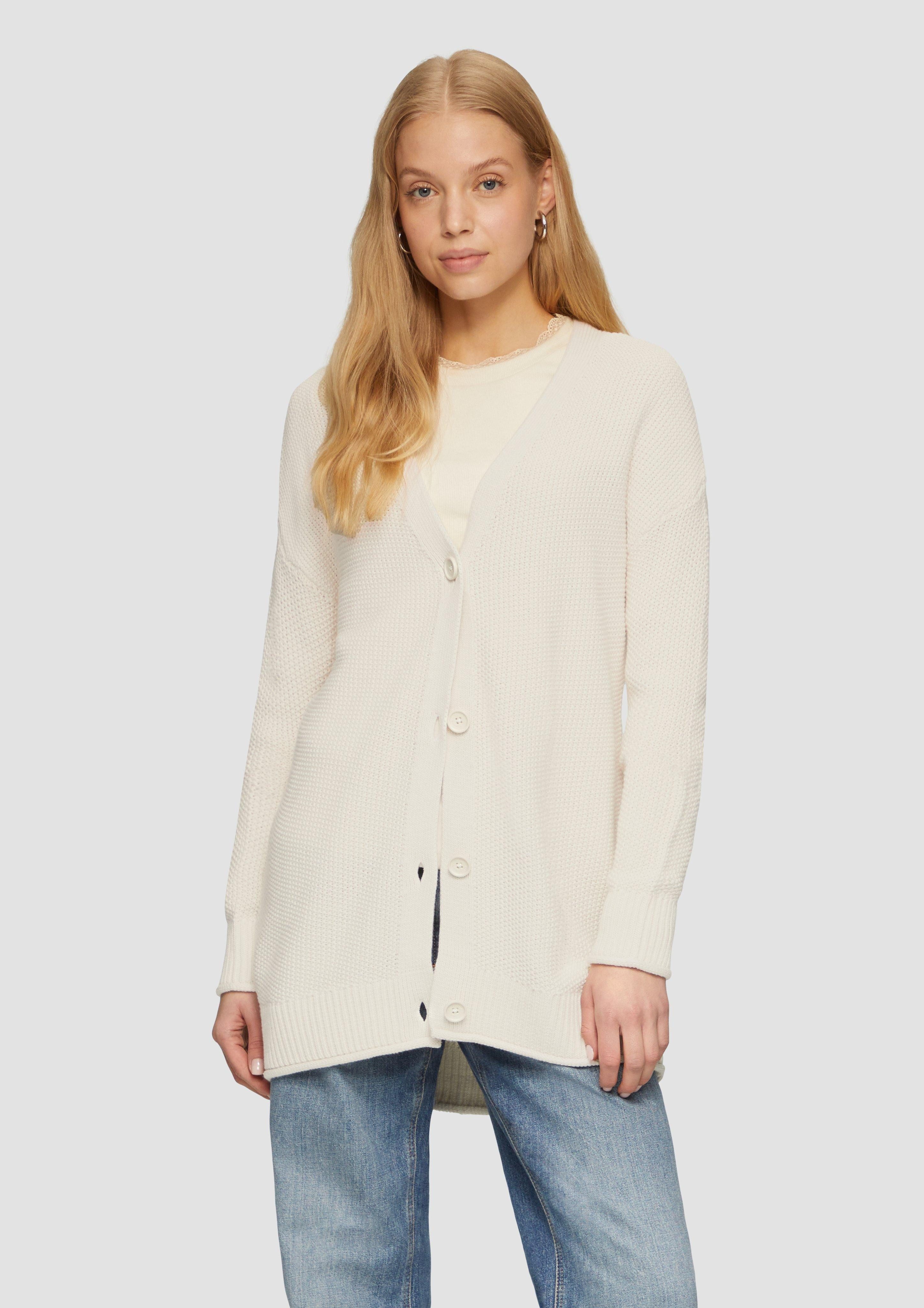 QS Funktionsjacke Lange Strickjacke mit Strukturmuster günstig online kaufen