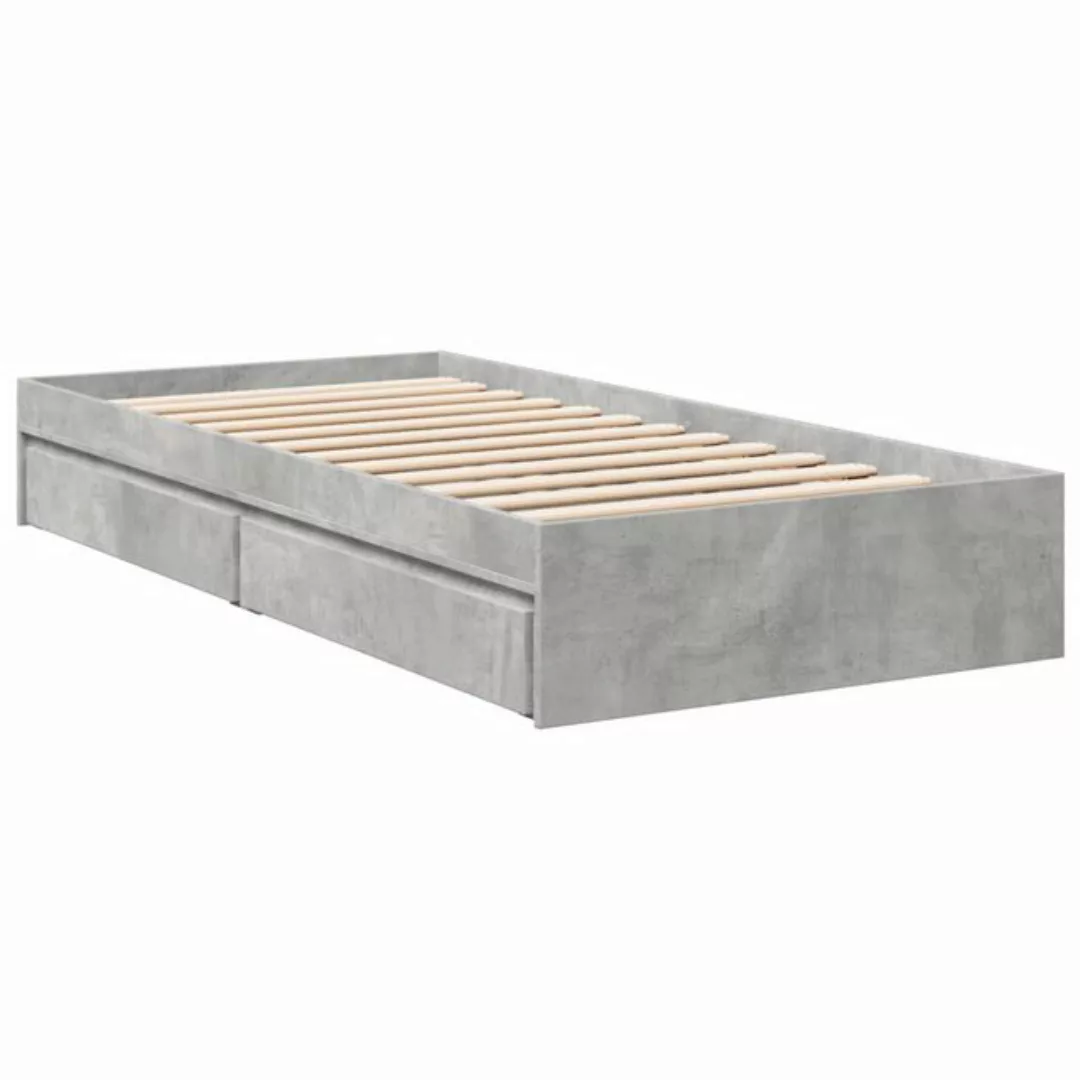 vidaXL Bett Bettgestell mit Schubladen Betongrau 75x190 cm Holzwerkstoff günstig online kaufen