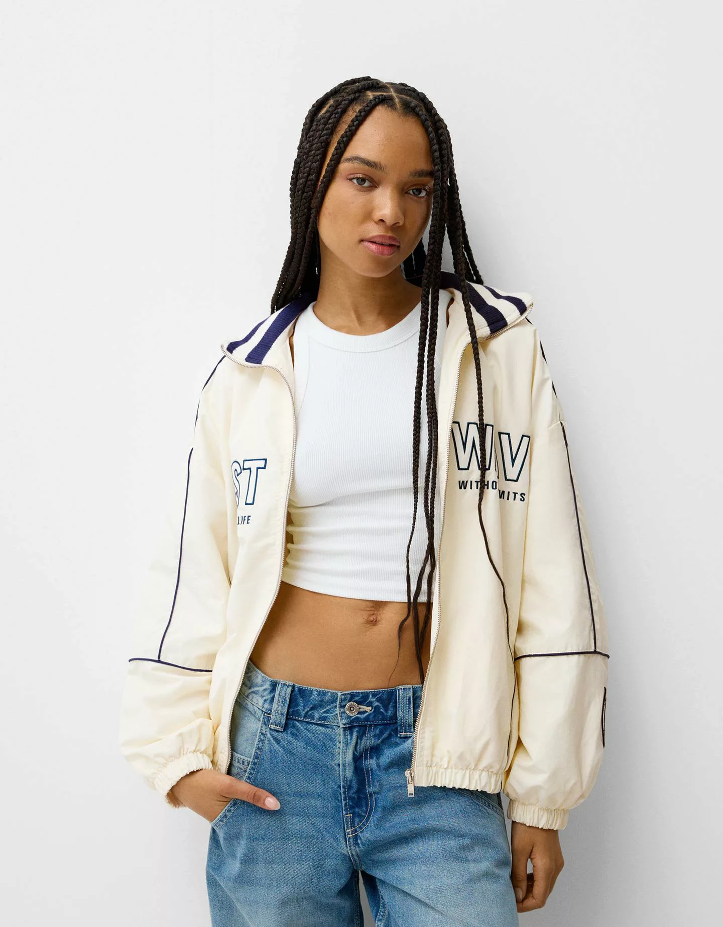 Bershka Jacke Leicht Oversize Damen Xs Rohweiß günstig online kaufen