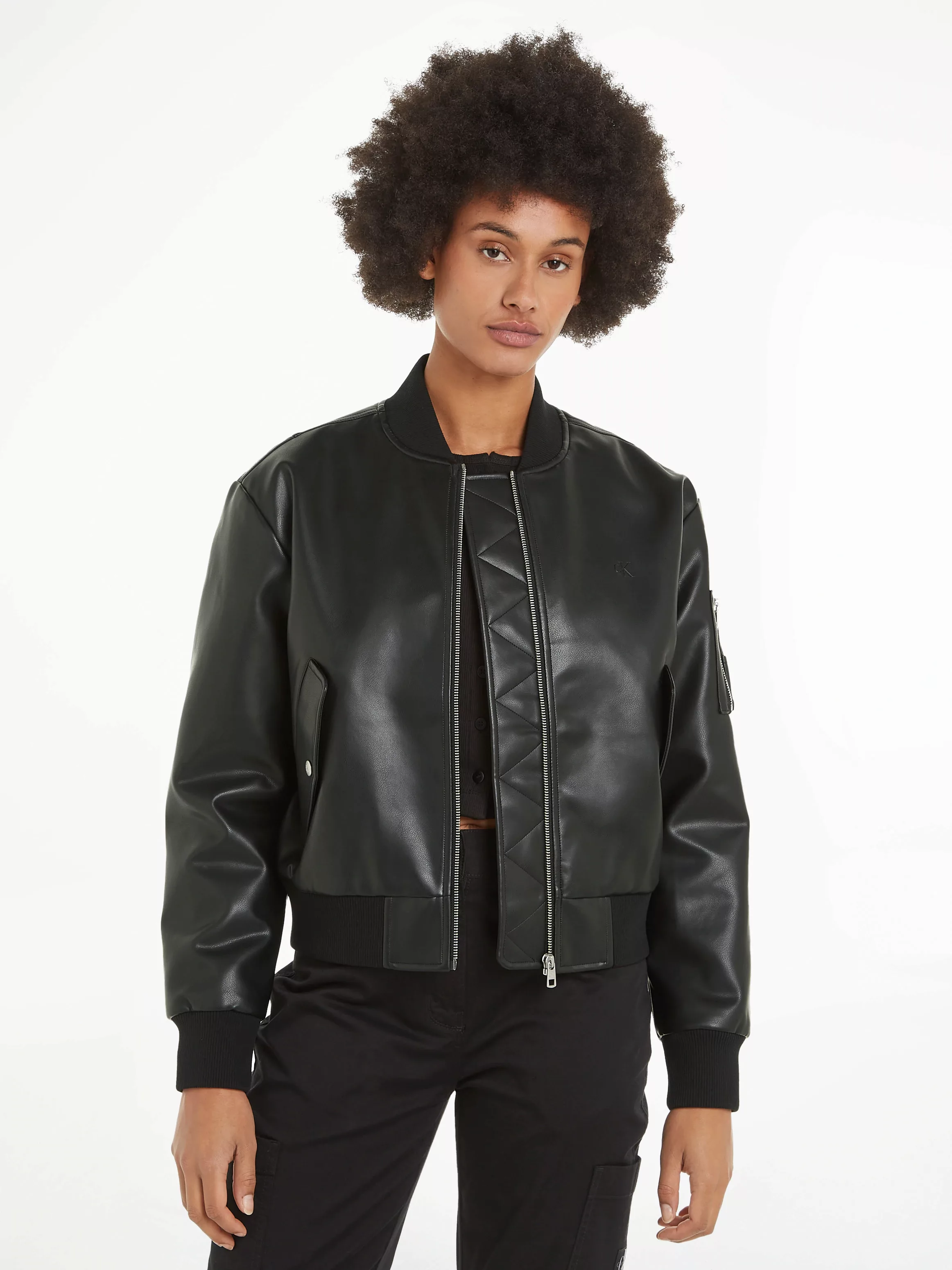 Calvin Klein Jeans Collegejacke "FAUX LEATHER BOMBER JACKET", mit Logoprägu günstig online kaufen