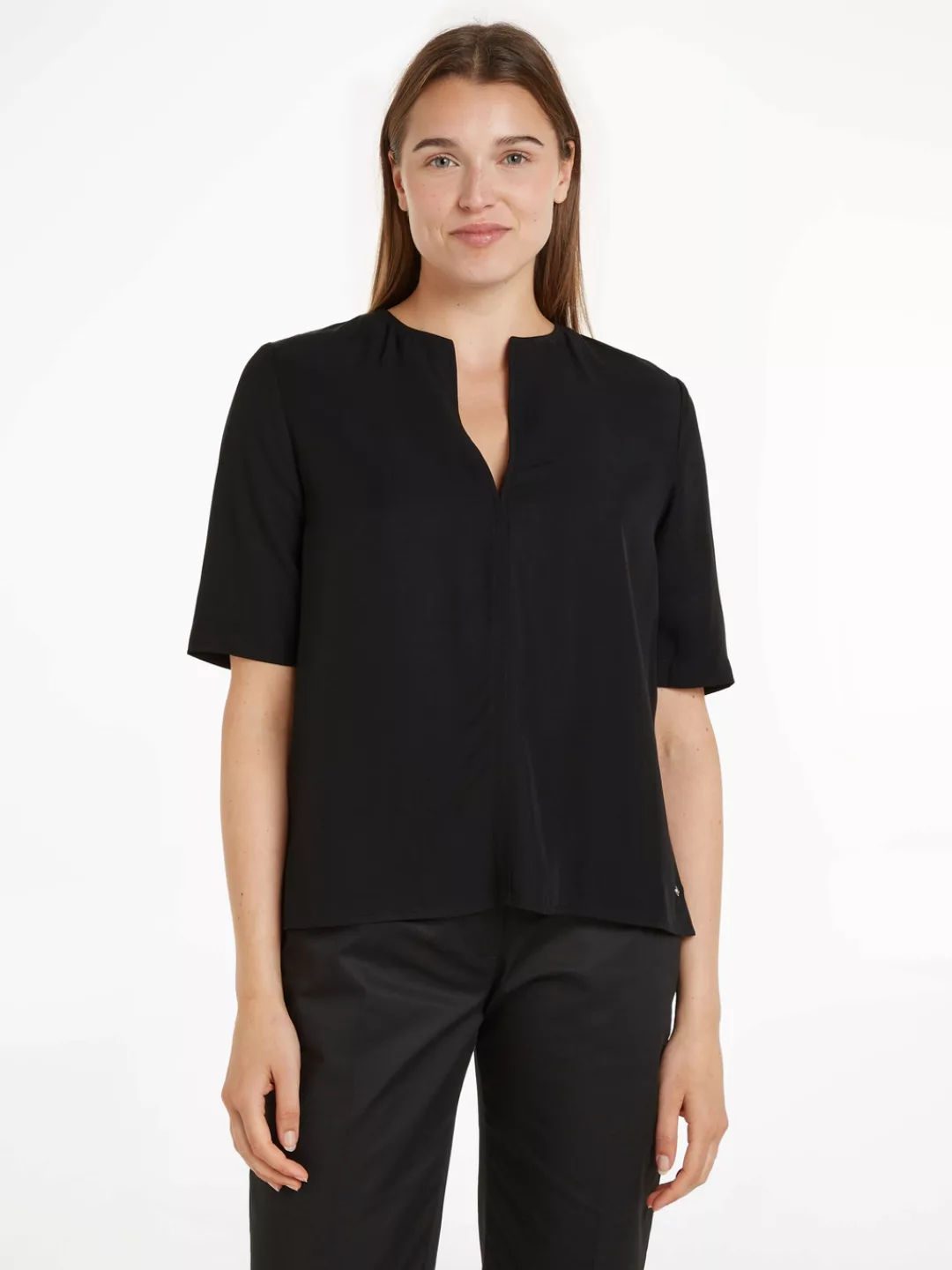 Tommy Hilfiger Klassische Bluse "VISCOSE REGULAR V-NECK SS BLOUSE", mit Tom günstig online kaufen