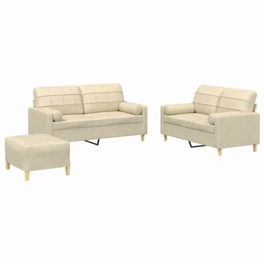 vidaXL Sofa 3-tlg. Sofagarnitur mit Kissen Creme Stoff günstig online kaufen