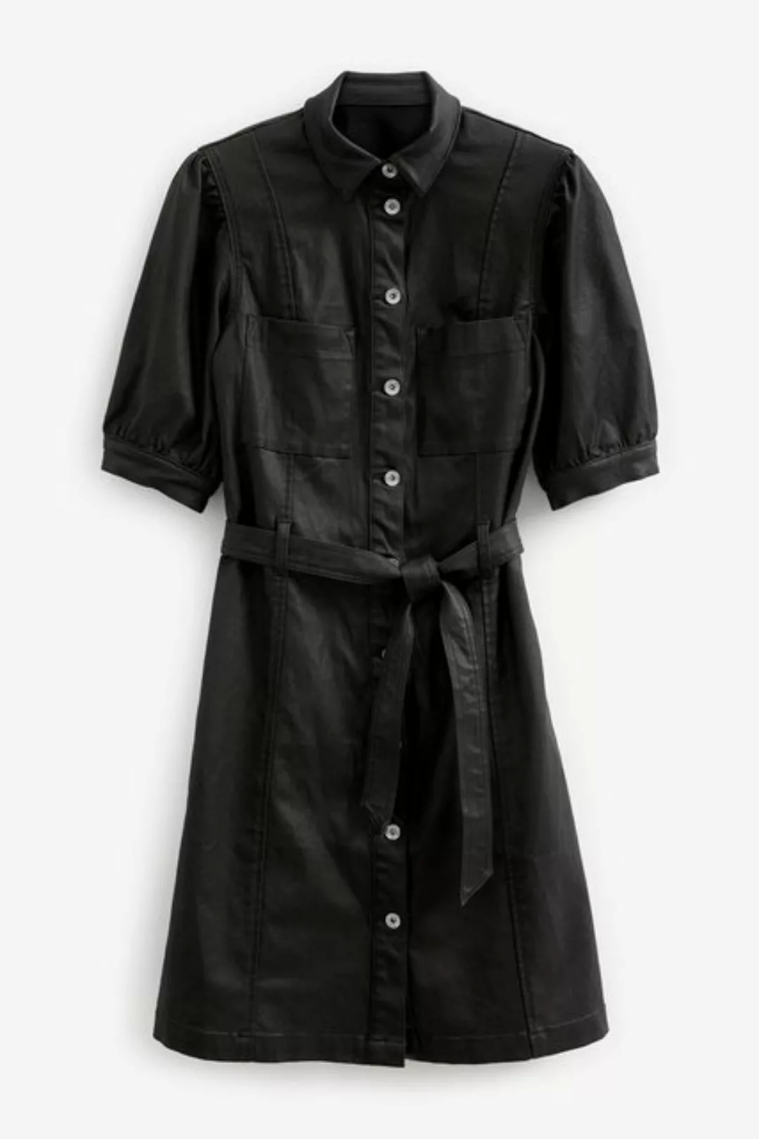 Next Jeanskleid Beschichtetes Denim-Hemdkleid (1-tlg) günstig online kaufen