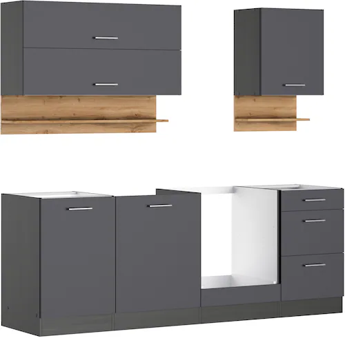 KOCHSTATION Küchenzeile »KS-Milan«, 220 cm breit, robuste Metallauszüge, vi günstig online kaufen
