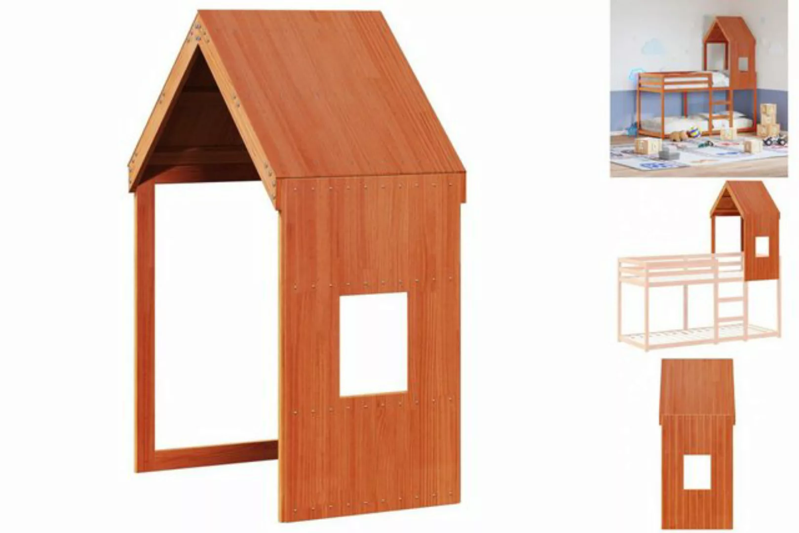 vidaXL Kinderbett Dach für Kinderbett Wachsbraun 60x99x139,5 cm Massivholz günstig online kaufen