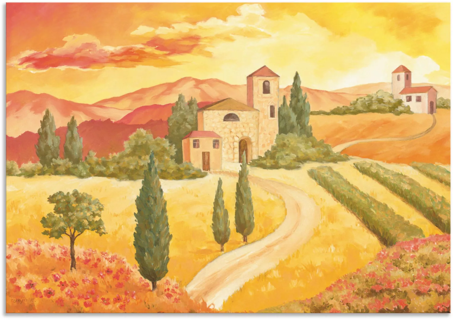 Artland Wandbild "Landschaft VII gelb", (1 St.), als Alubild, Outdoorbild, günstig online kaufen