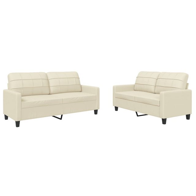 vidaXL Sofa Sofagarnitur mit Kissen Kunstleder, Standard, Creme günstig online kaufen