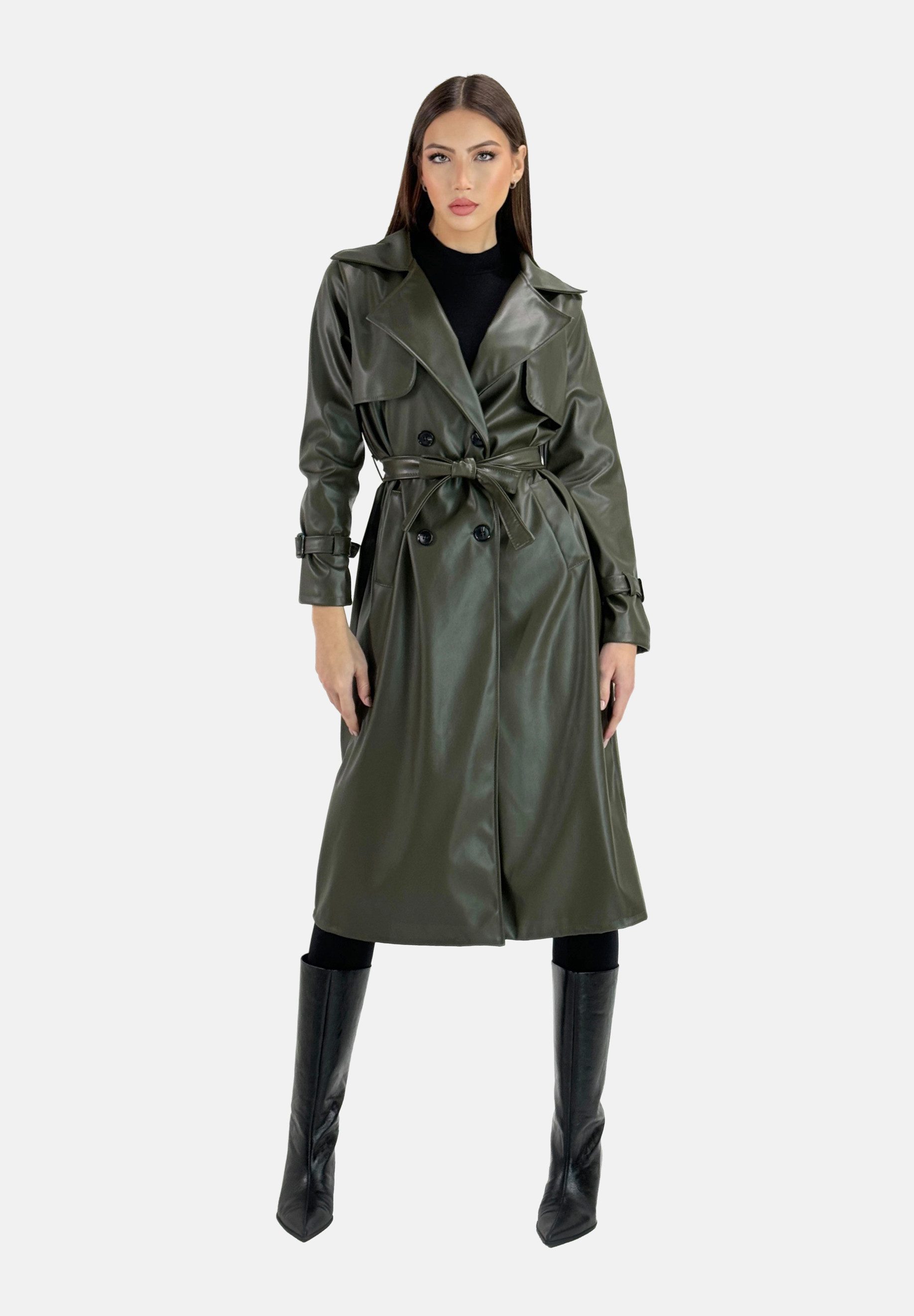 Elara Lederimitatmantel Elara Damen Trenchcoat (1-tlg) günstig online kaufen