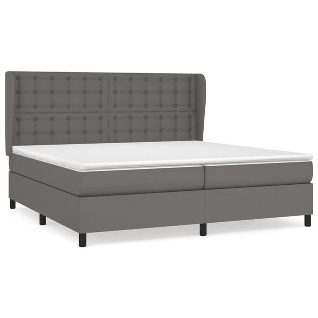 vidaXL Bettgestell Boxspringbett mit Matratze Grau 200x200 cm Kunstleder Be günstig online kaufen