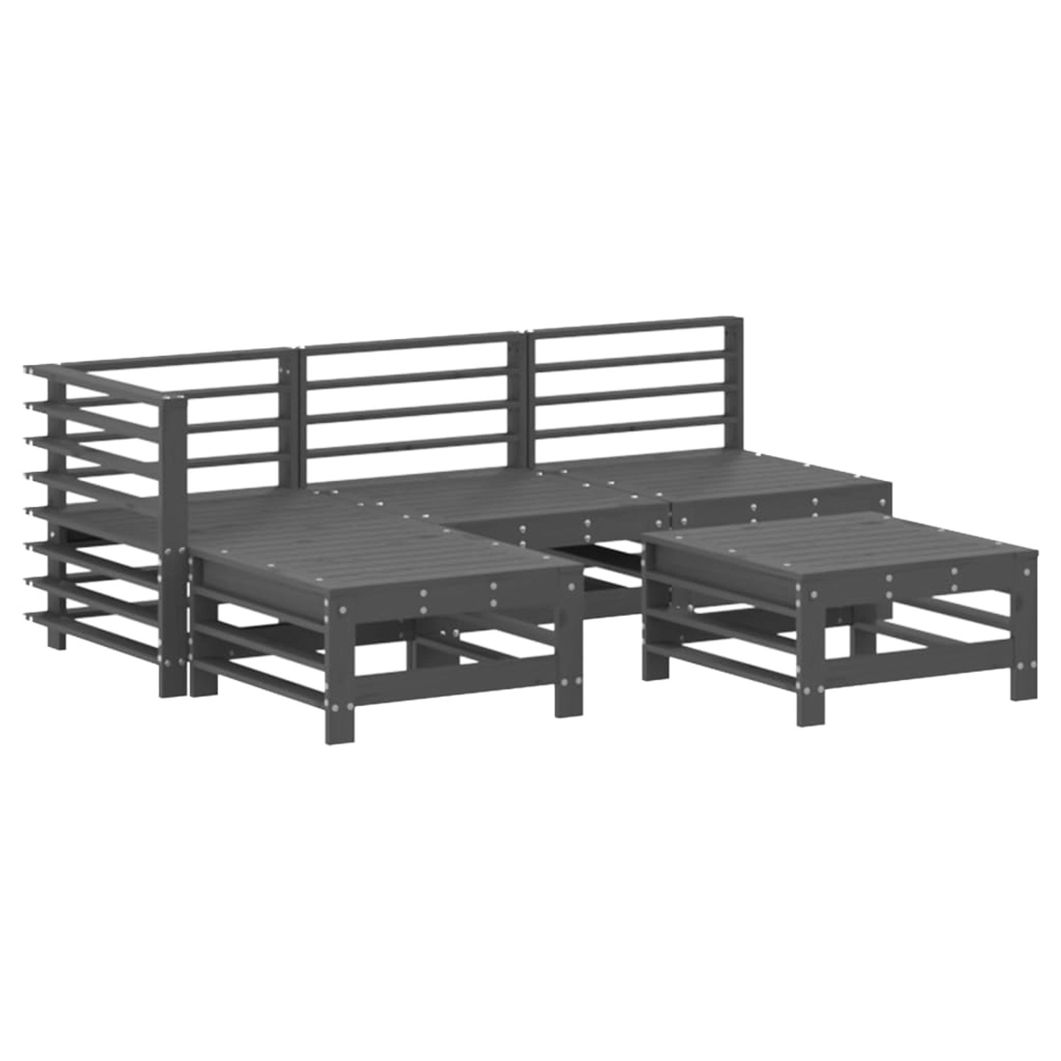 vidaXL 5-tlg Garten-Lounge-Set Grau Massivholz Kiefer Modell 10 günstig online kaufen