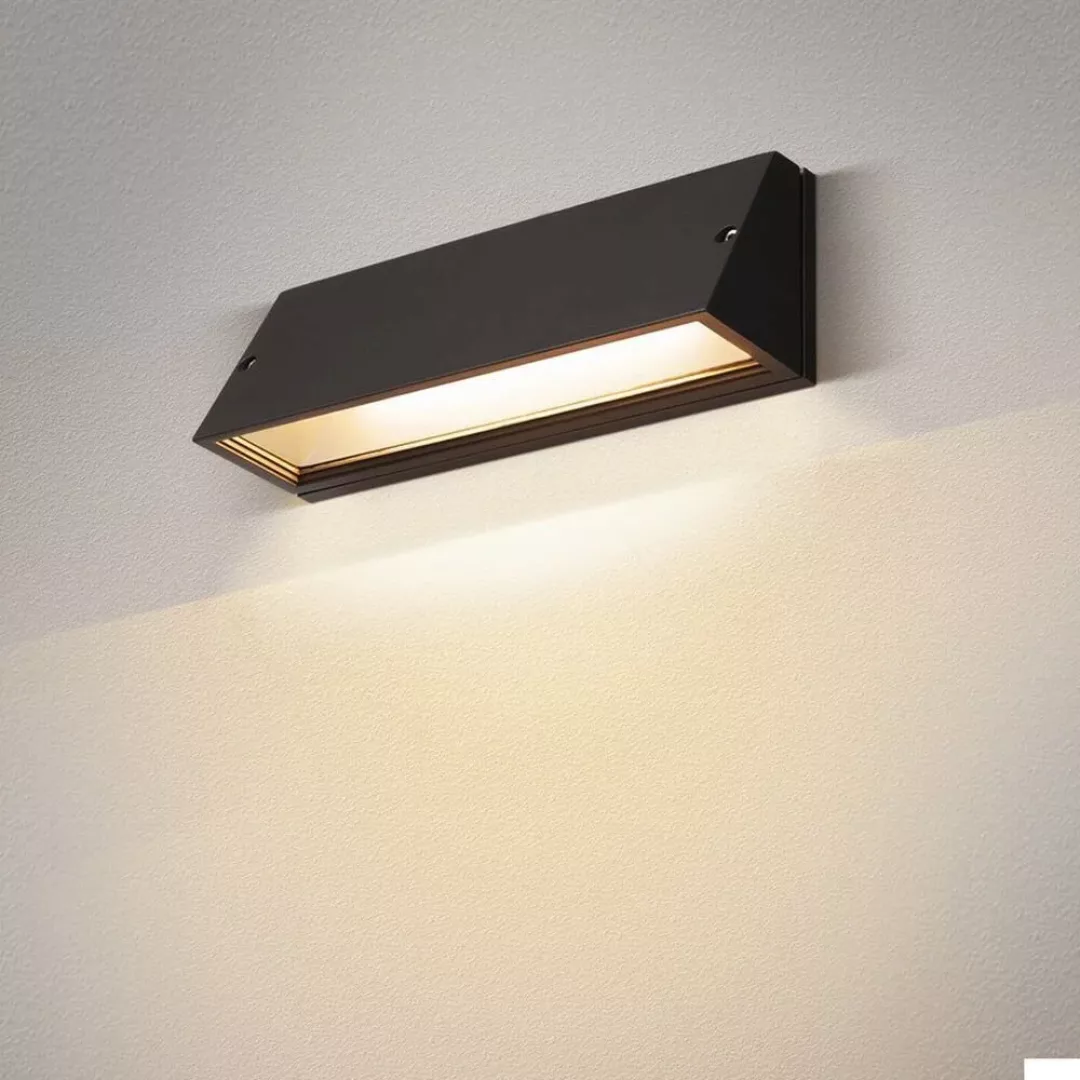 LED Wandleuchte Pema in Schwarz und Transparent 16W 1400lm IP65 günstig online kaufen