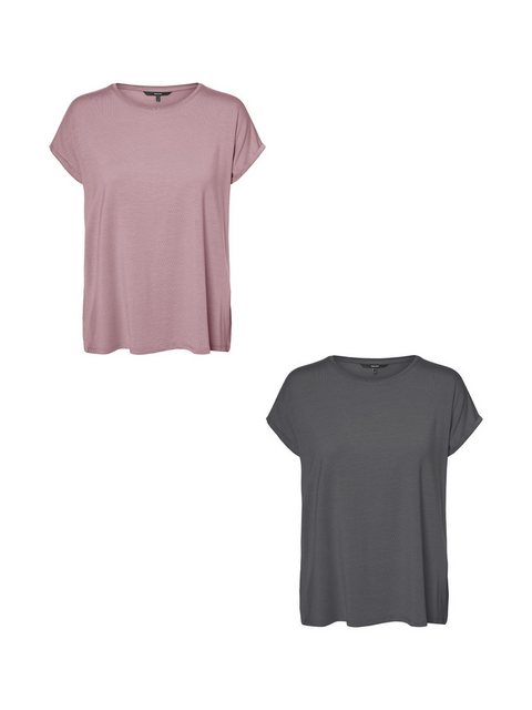 Vero Moda T-Shirt 2er-Pack T-Shirt Einfarbiges Stretch Oberteil (2-tlg) 515 günstig online kaufen