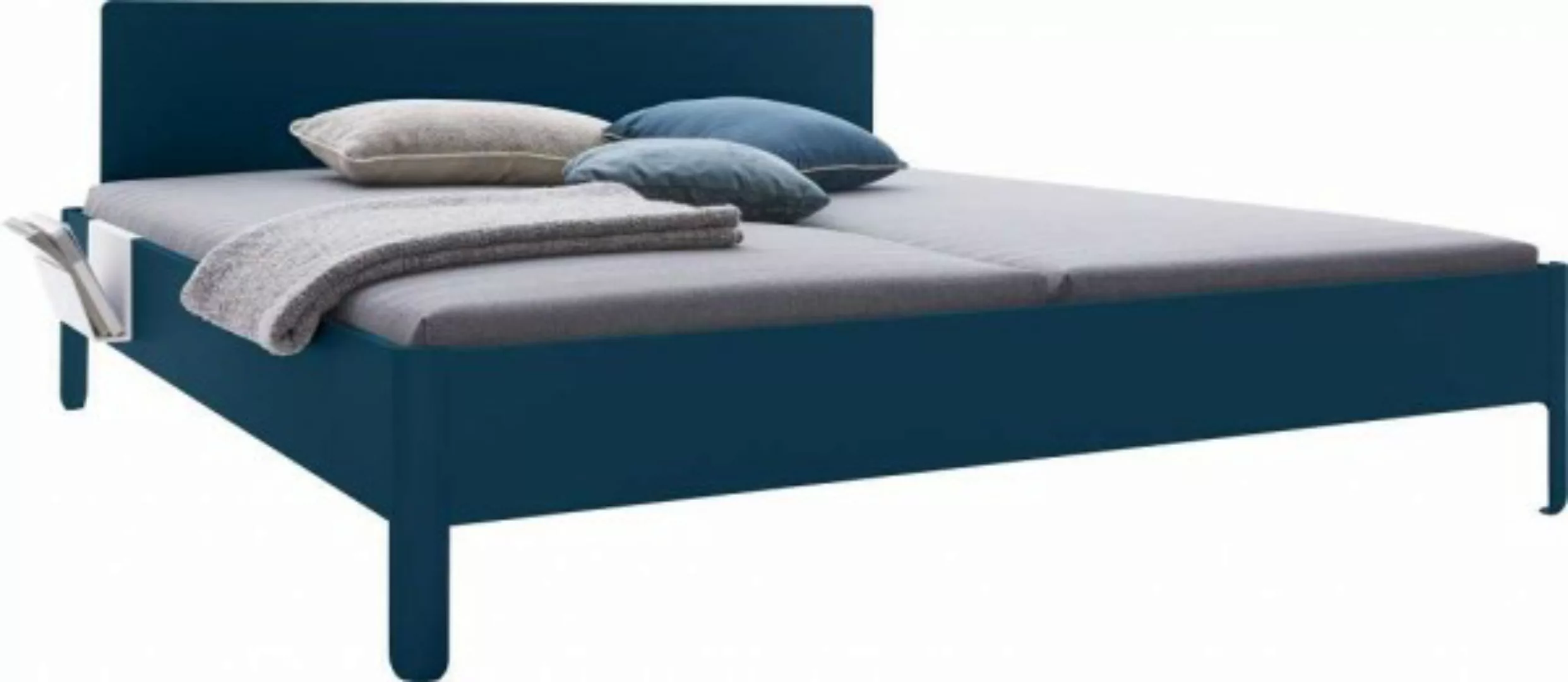 NAIT Doppelbett farbig lackiert Sattblau 200 x 200cm Mit Kopfteil günstig online kaufen