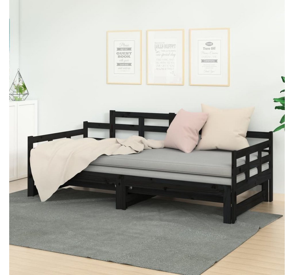 vidaXL Gästebett Tagesbett Gästebett Ausziehbar Schwarz Massivholz Kiefer 2 günstig online kaufen