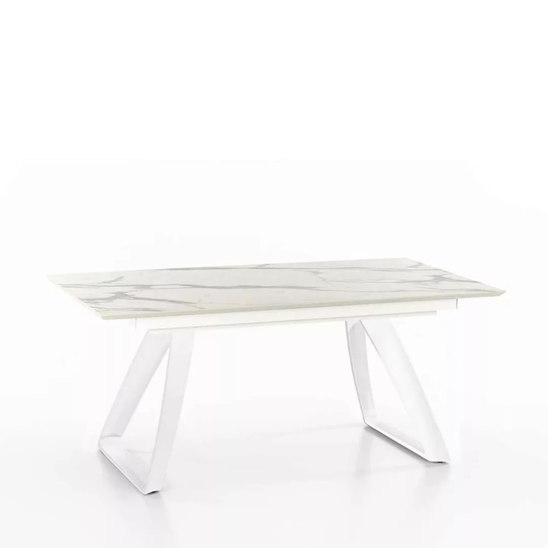 Tisch in Weiß und Hellgrau verlängerbar günstig online kaufen