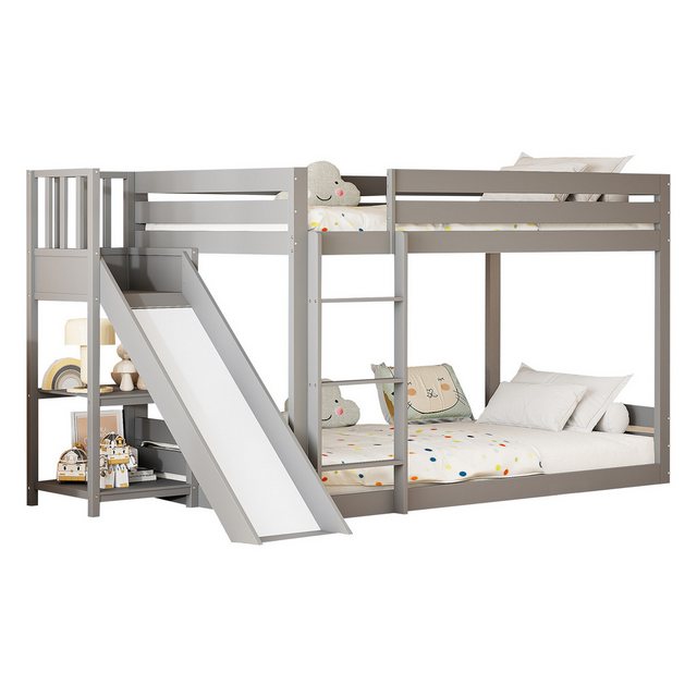 Ulife Etagenbett Kinderbett Jugendbett mit Rutsche und Regal, 90x200cm günstig online kaufen