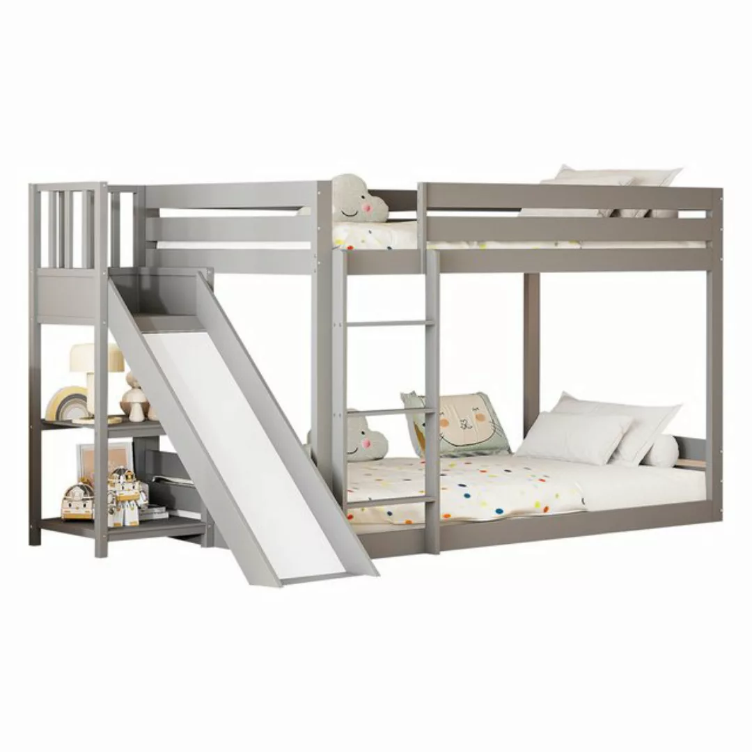 Ulife Etagenbett Kinderbett Jugendbett mit Rutsche und Regal, 90x200cm günstig online kaufen