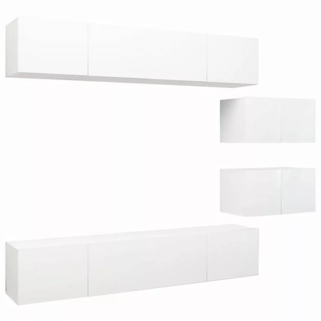 vidaXL TV-Schrank 6-tlg. TV-Schrank-Set Weiß Holzwerkstoff (6-St) günstig online kaufen