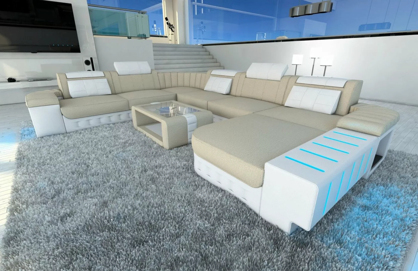 Sofa Dreams Wohnlandschaft Sofa Couch Stoff Bellagio XXL U Form Polster Sto günstig online kaufen