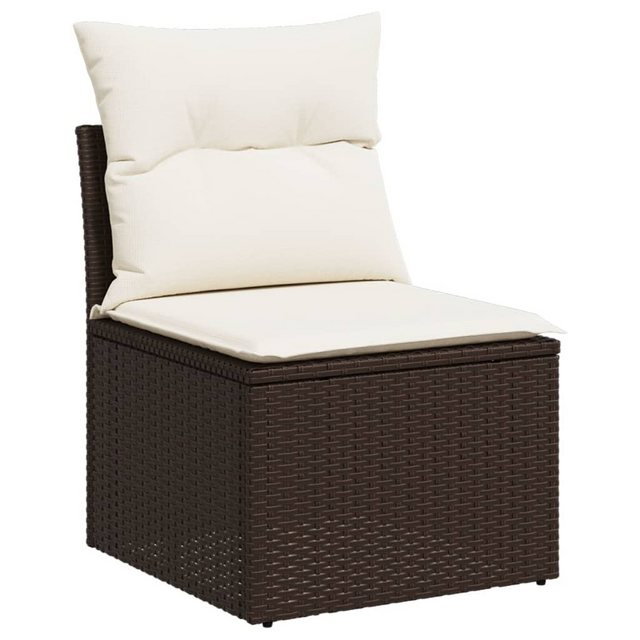 vidaXL Loungesofa Gartensofa ohne Armlehnen mit Kissen Braun Poly Rattan, 1 günstig online kaufen