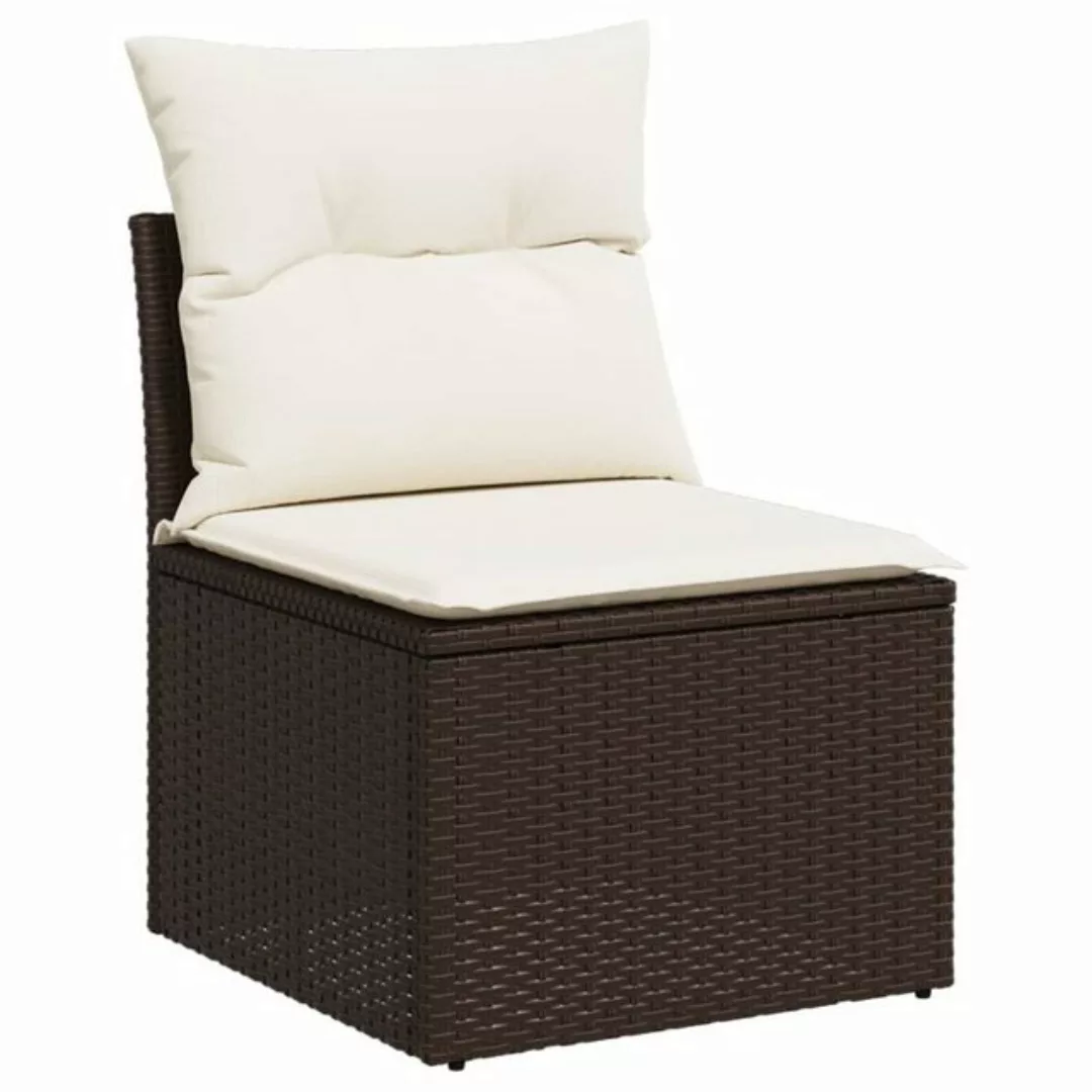 vidaXL Loungesofa Gartensofa ohne Armlehnen mit Kissen Braun Poly Rattan, 1 günstig online kaufen