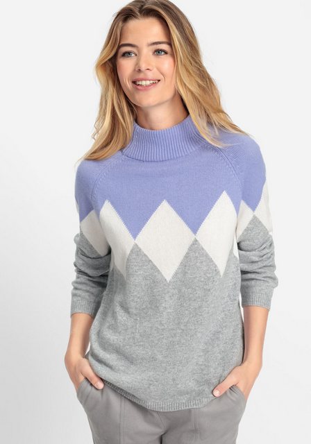 Olsen Stehkragenpullover mit klassischem Rautenmuster günstig online kaufen