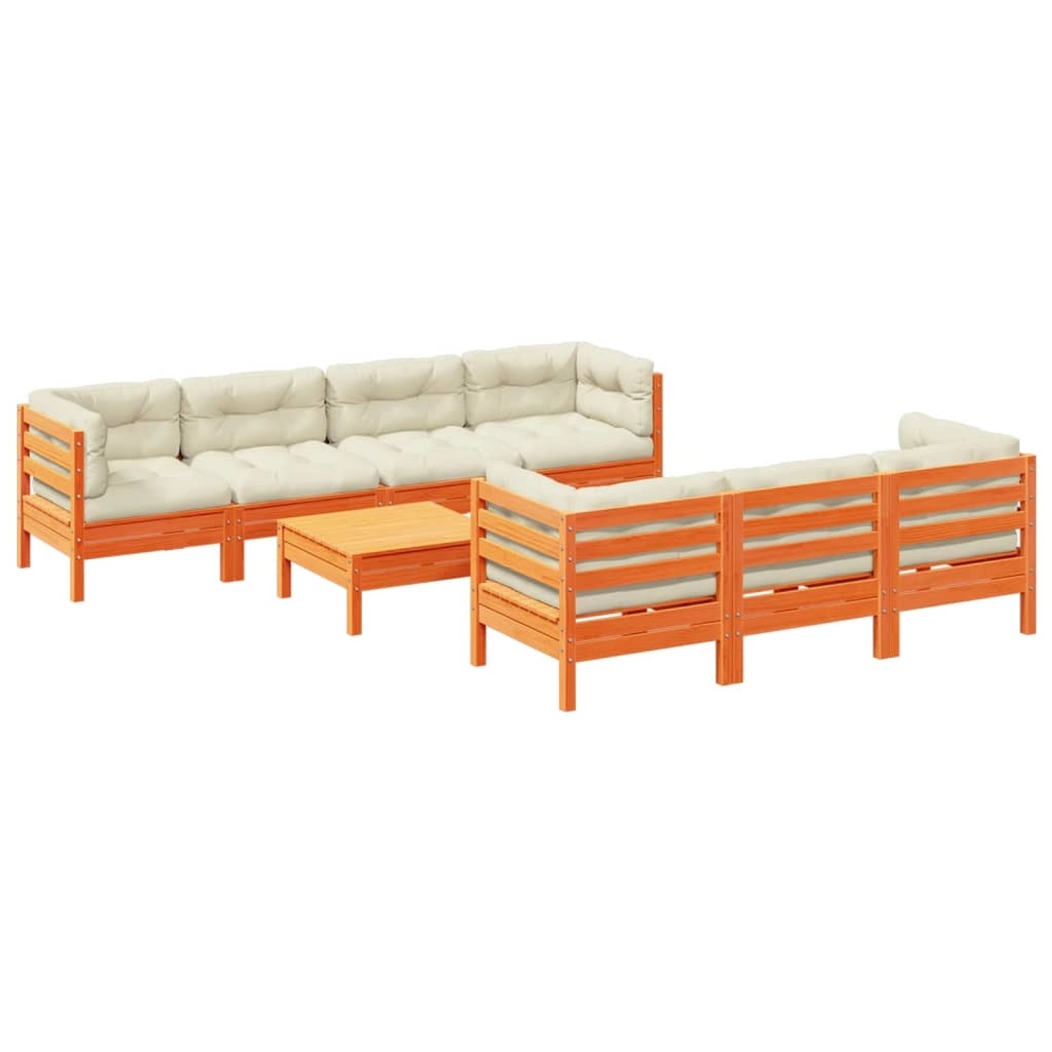 vidaXL 8-Tlg Garten-Sofagarnitur mit Kissen Wachsbraun Kiefernholz 3299328 günstig online kaufen