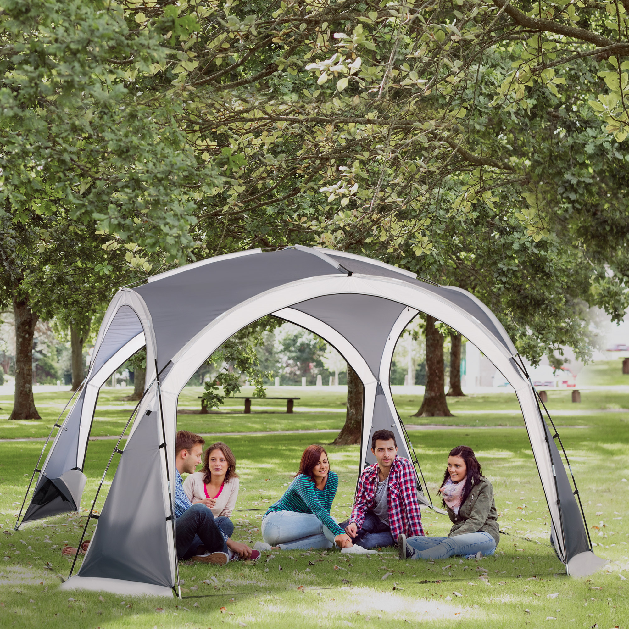 Outsunny Familien-Dome-Campingzelt für 6-8 Personen mit 4 Reißverschlusstür günstig online kaufen
