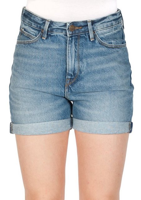 Lee Damen Jeans Short Mom - Relaxed Fit - Blau - Blue Damage günstig online kaufen