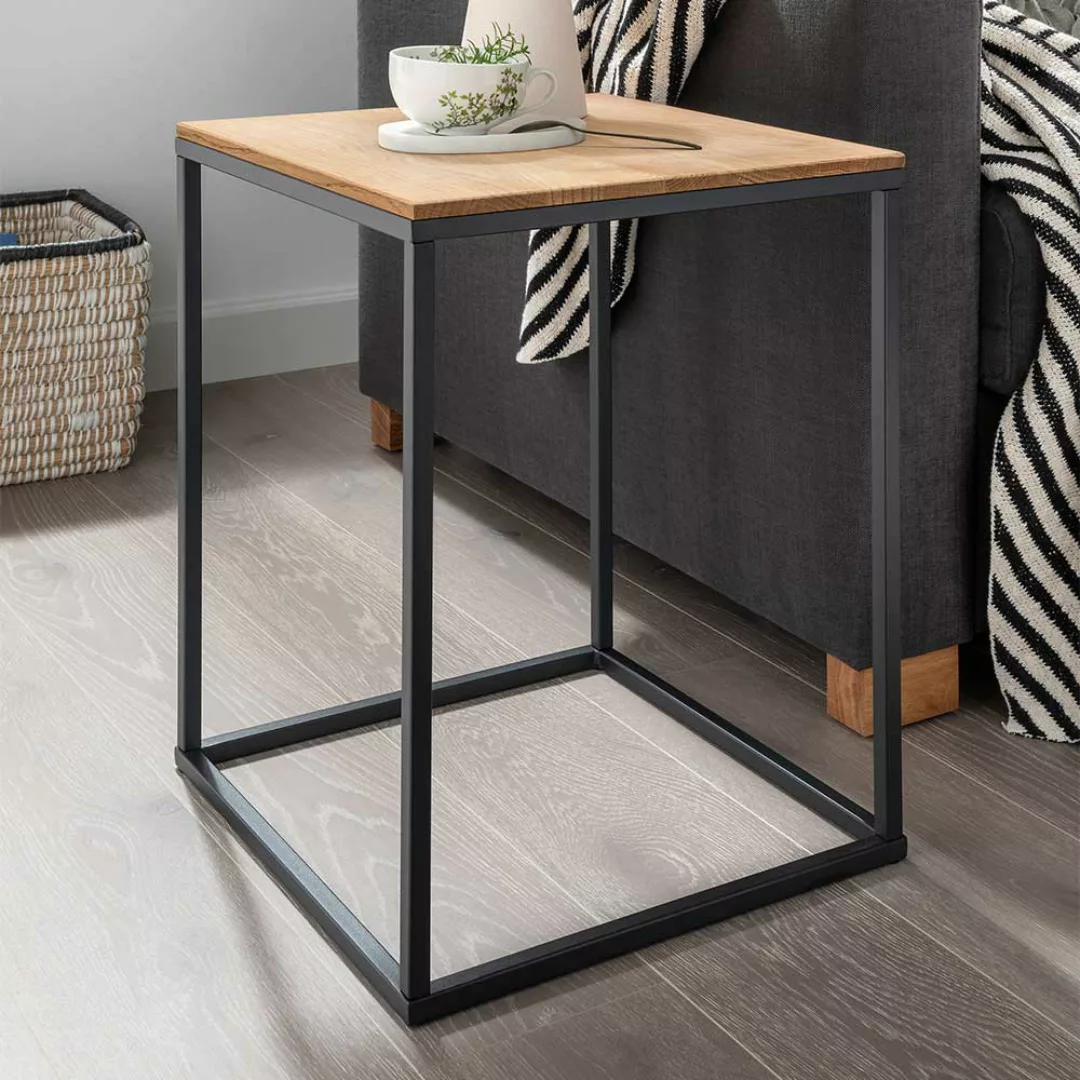 Quadratischer Beistelltisch im Industry und Loft Stil 50 cm hoch günstig online kaufen