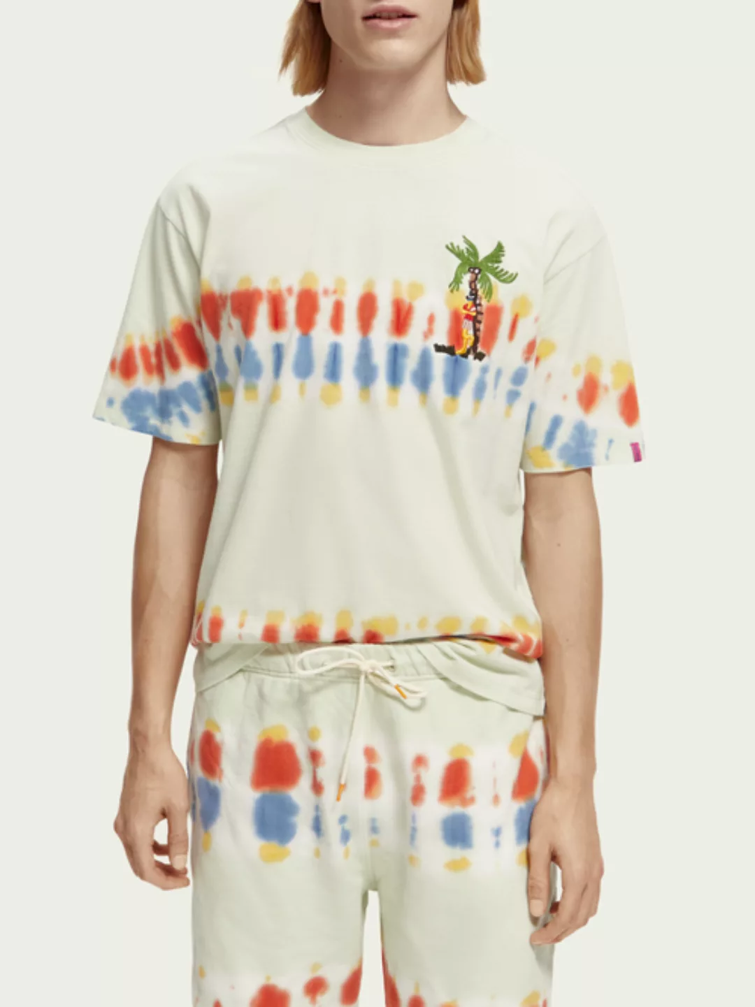 Scotch & Soda T-Shirt mit „Tie-Dye“-Effekt und besticktem Artwork günstig online kaufen