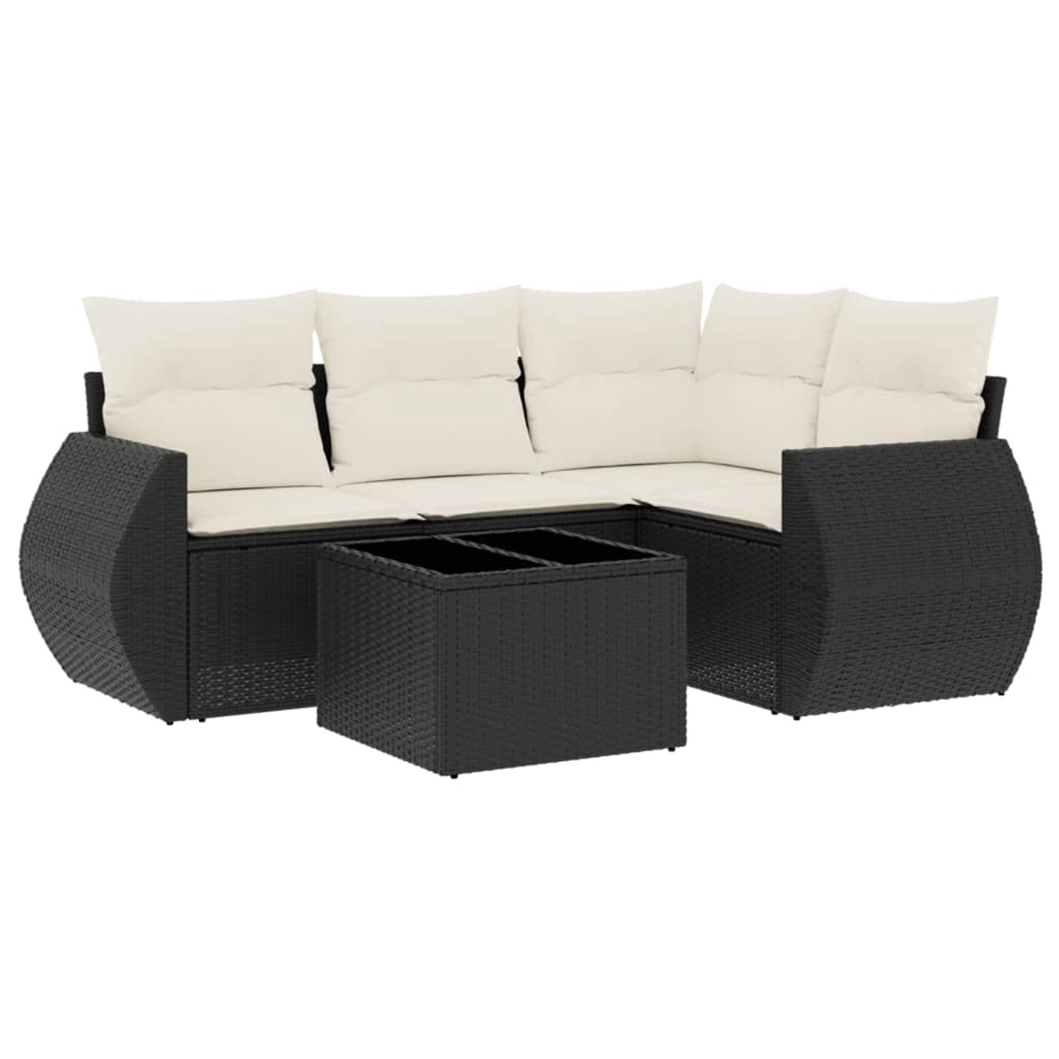 vidaXL 5-Tlg Garten-Sofagarnitur mit Kissen Schwarz Poly Rattan 3221315 günstig online kaufen
