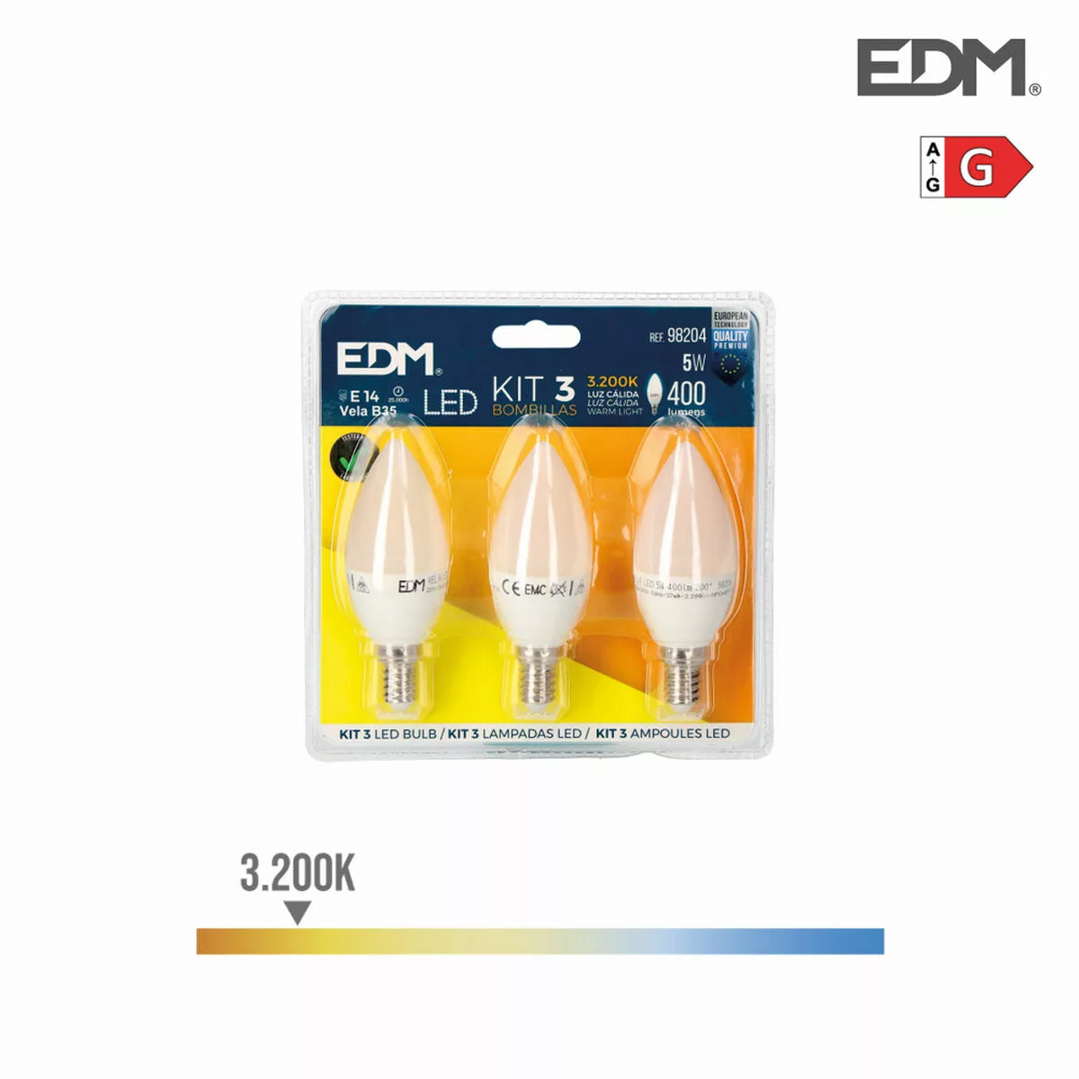 Kerzenförmige Led-glühbirne Edm 5 W E14 G 400 Lm (3200 K) günstig online kaufen